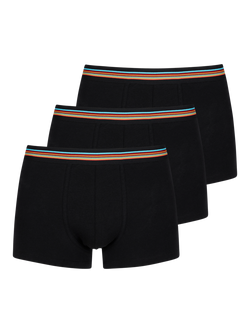 Paul Smith Colour Band Stretch Cotton Trunks, Pack of 3, Black, Black
