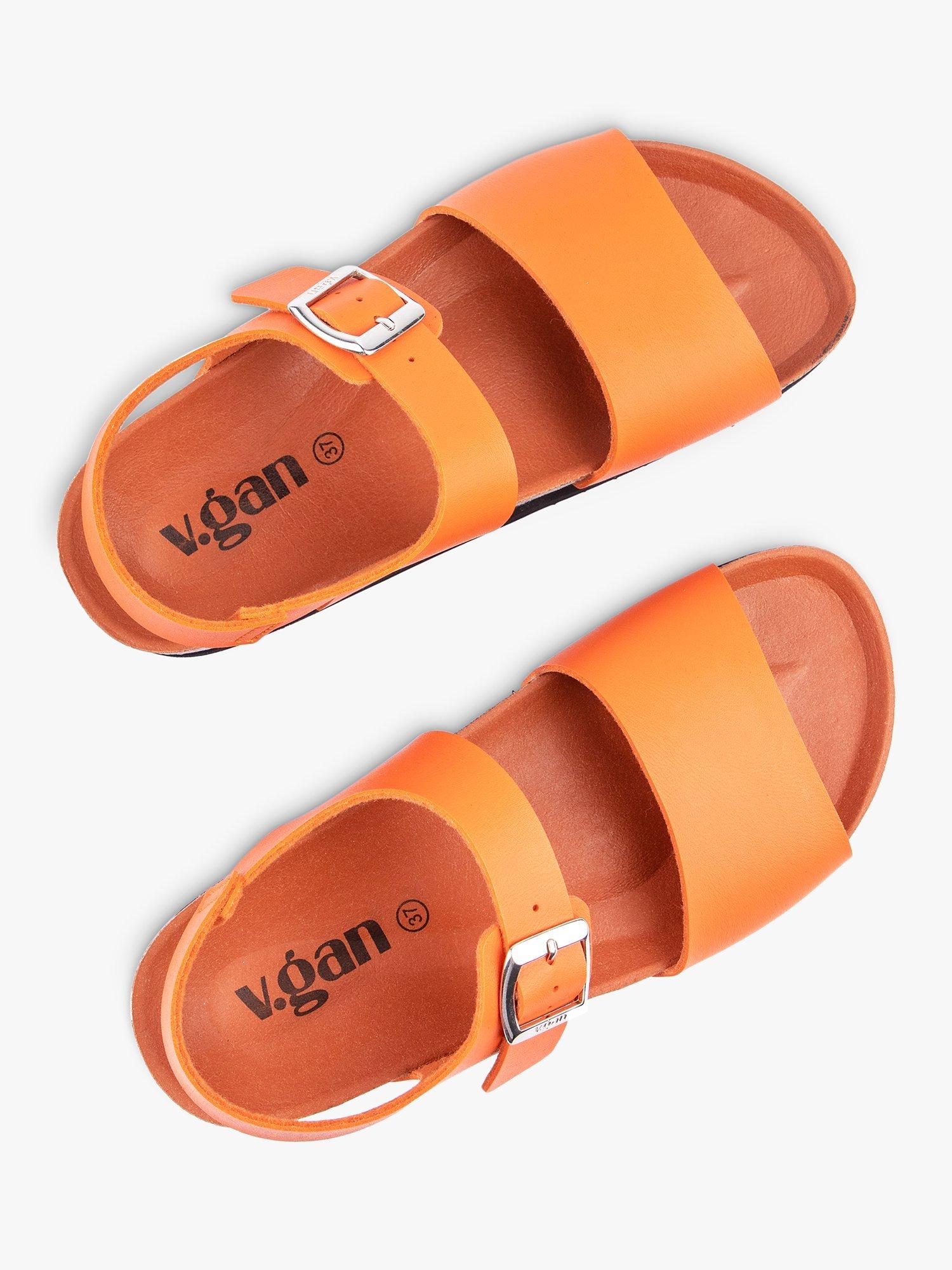 Product image 3 of 7, which shows V.GAN Vegan Clove Footbed Sandals, Orange, 3