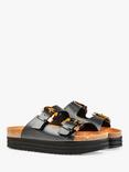 V.GAN Vegan Plum Tortoiseshell Double Strap Footbed Sandals, Black