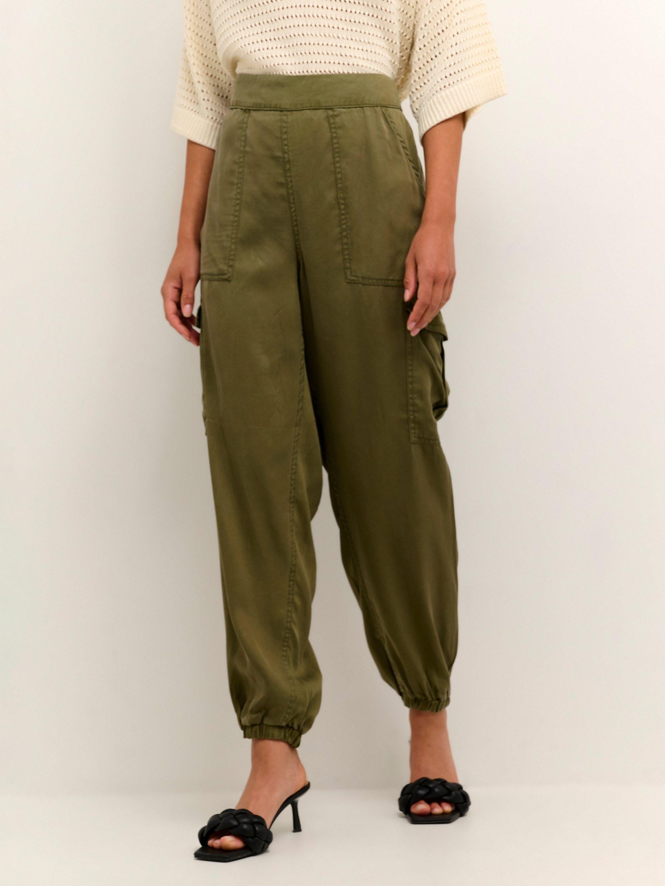 KAFFE Zilia Elastic Cuff Cargo Trousers, Grape Leaf