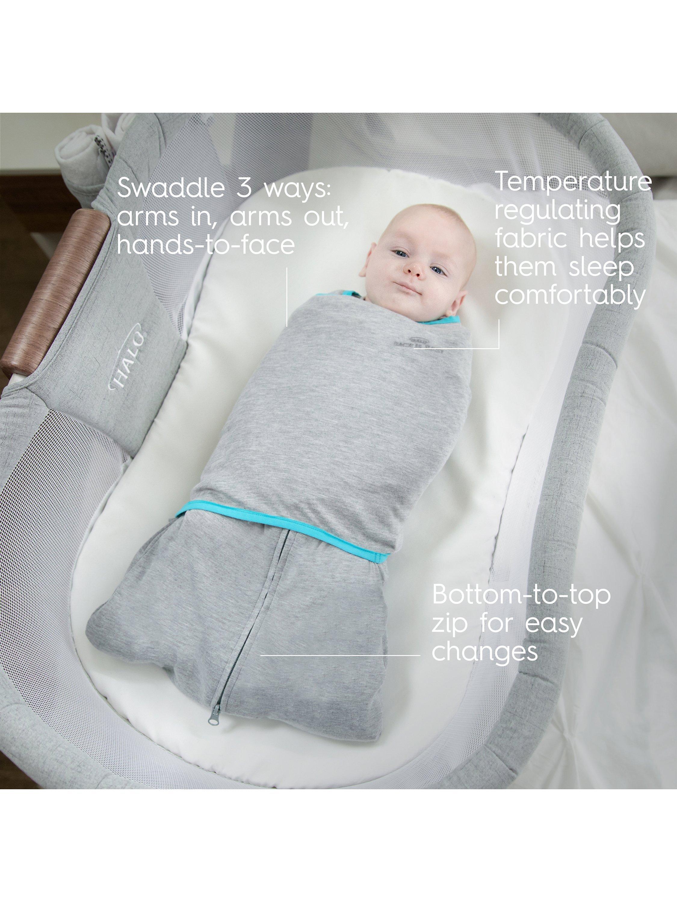 HALO SleepSack Swaddle Ideal Temp Baby Sleeping Bag, 1.5 Tog, Grey