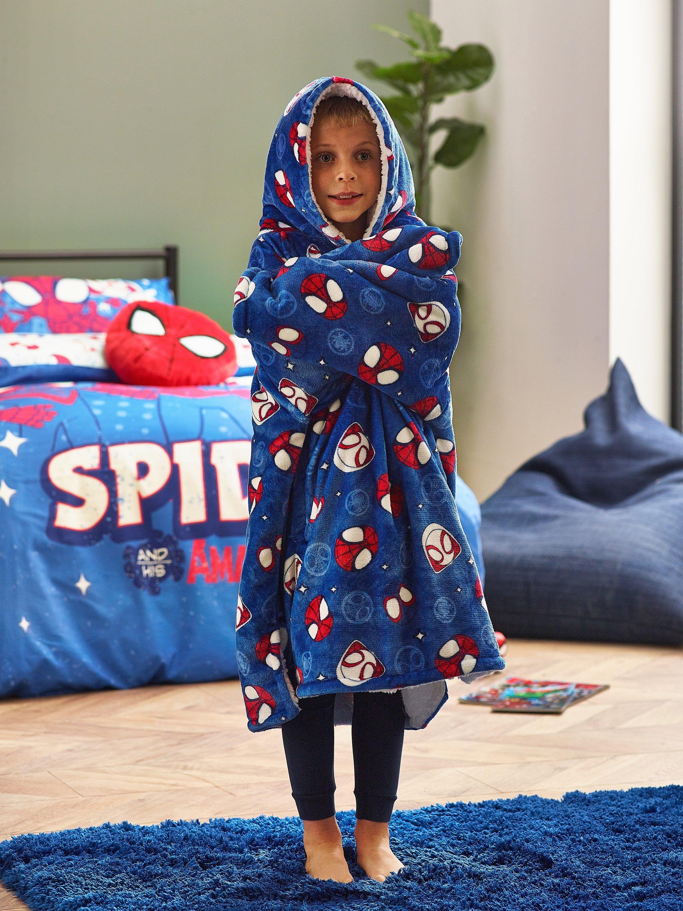 Spidey And His Amazing Friends Kids Oversized Fleece Hooded Blanket Blue Multi