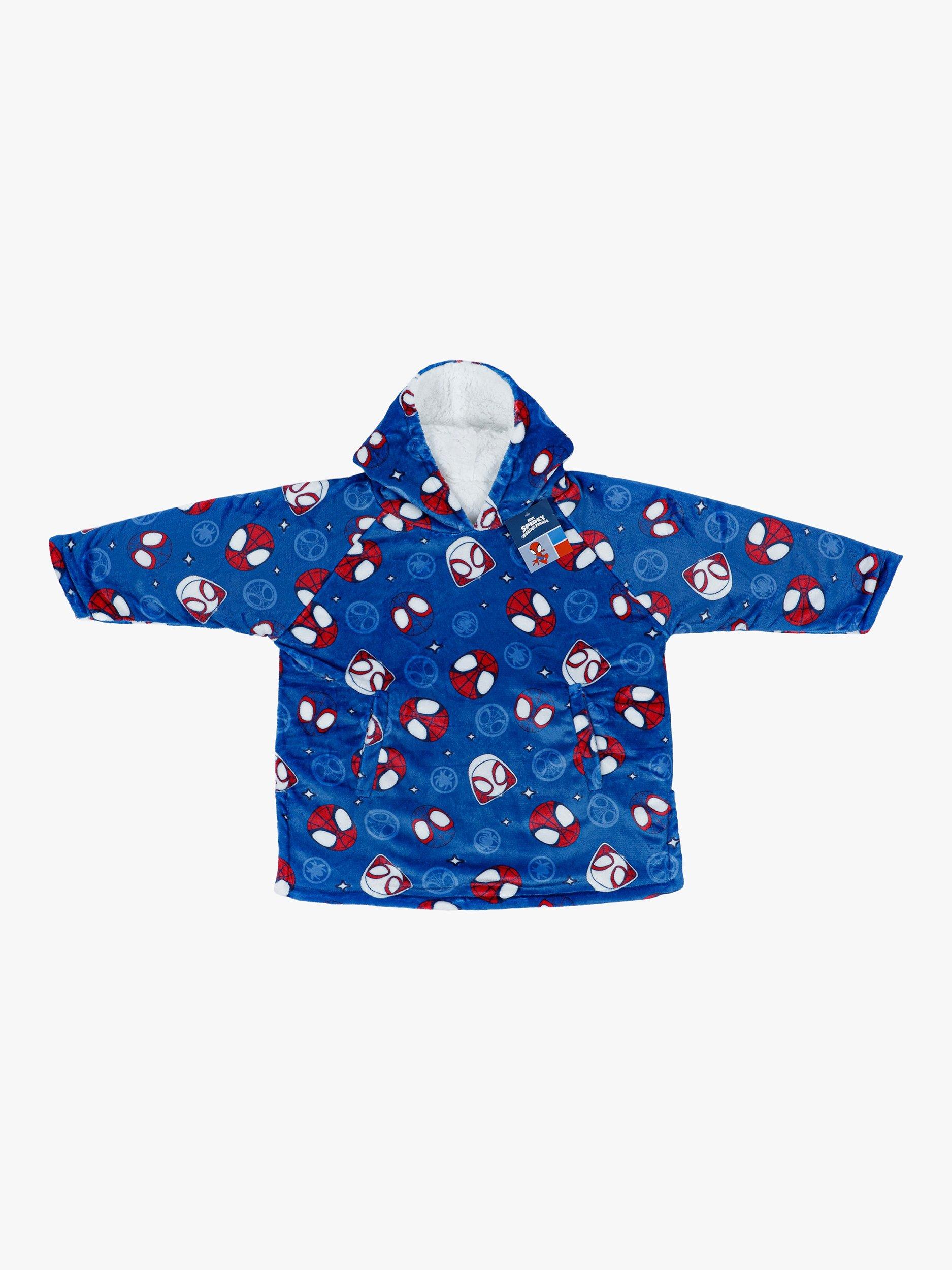 Product image 2 of 3, which shows Spidey And His Amazing Friends Kids' Oversized Fleece Hooded Blanket, Blue/Multi, 4-6 years