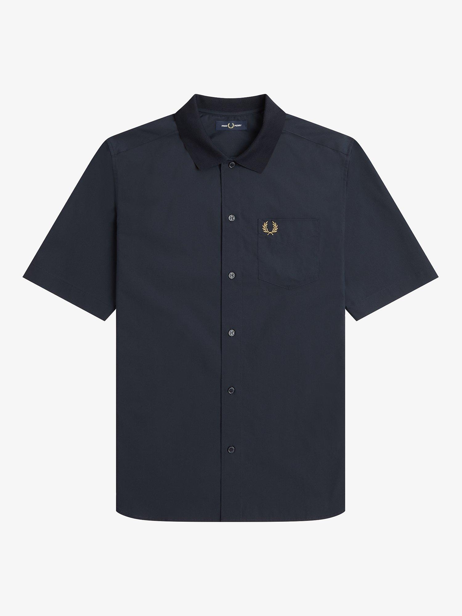 Fred Perry Short Sleeve Knit Collar Shirt, Navy