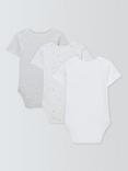 John Lewis Baby Cotton Star Print Bodysuits, Pack of 3, White