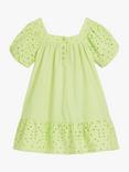 Whistles Kids' Broderie Trapeze Dress, Lime