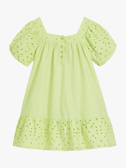 Whistles Kids' Broderie Trapeze Dress, Lime, Lime