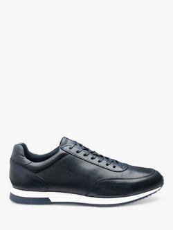 Loake Bannister Leather Trainers, Blue, Blue