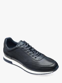 Loake Bannister Leather Trainers, Blue - view 2, Blue