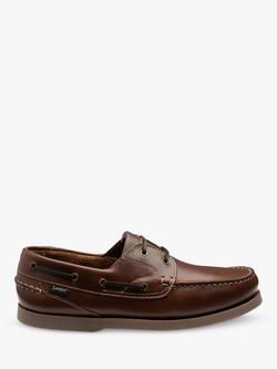 Loake Lymington Leather Boat Shoes, Brown, Brown