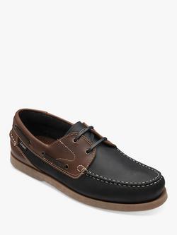 Loake Lymington Oiled Nubuck Boat Shoes - view 2, Navy/Brown
