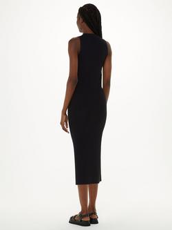 Whistles Ida Rib Detail Knit Midi Dress, Black - view 2, Black