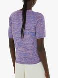 Whistles Short Sleeve Twist Cardigan, Blue/Multi