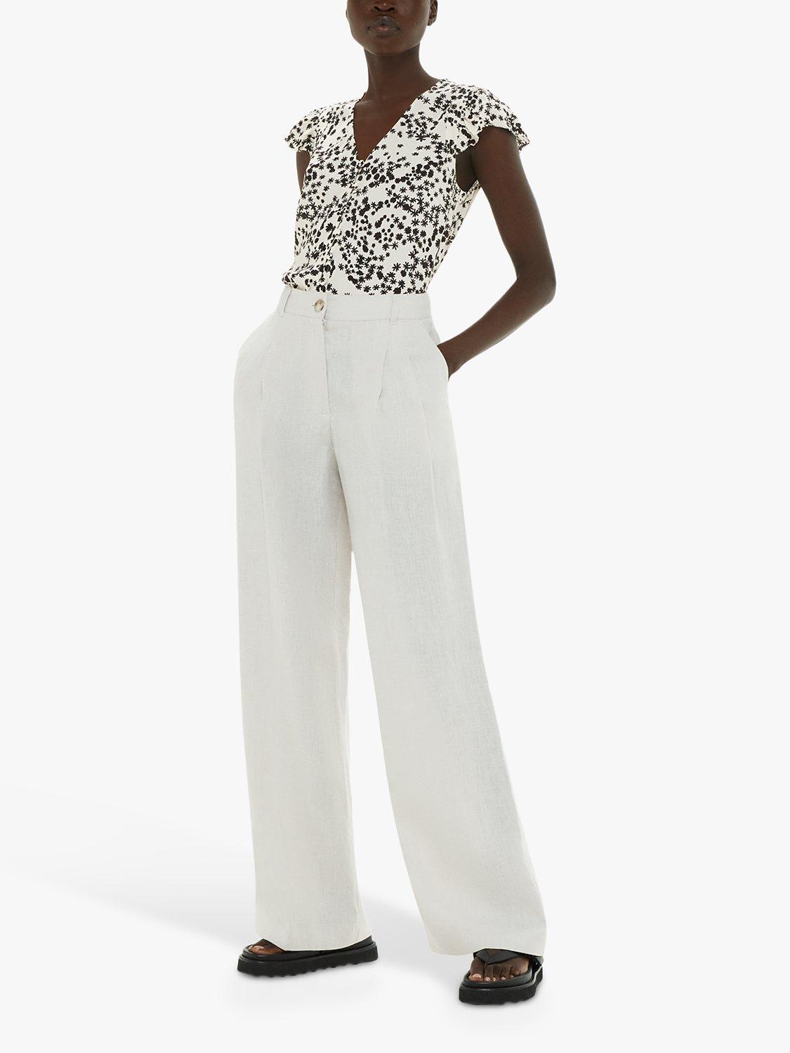 Whistles Dandelion Floral Frill Top, Black/White