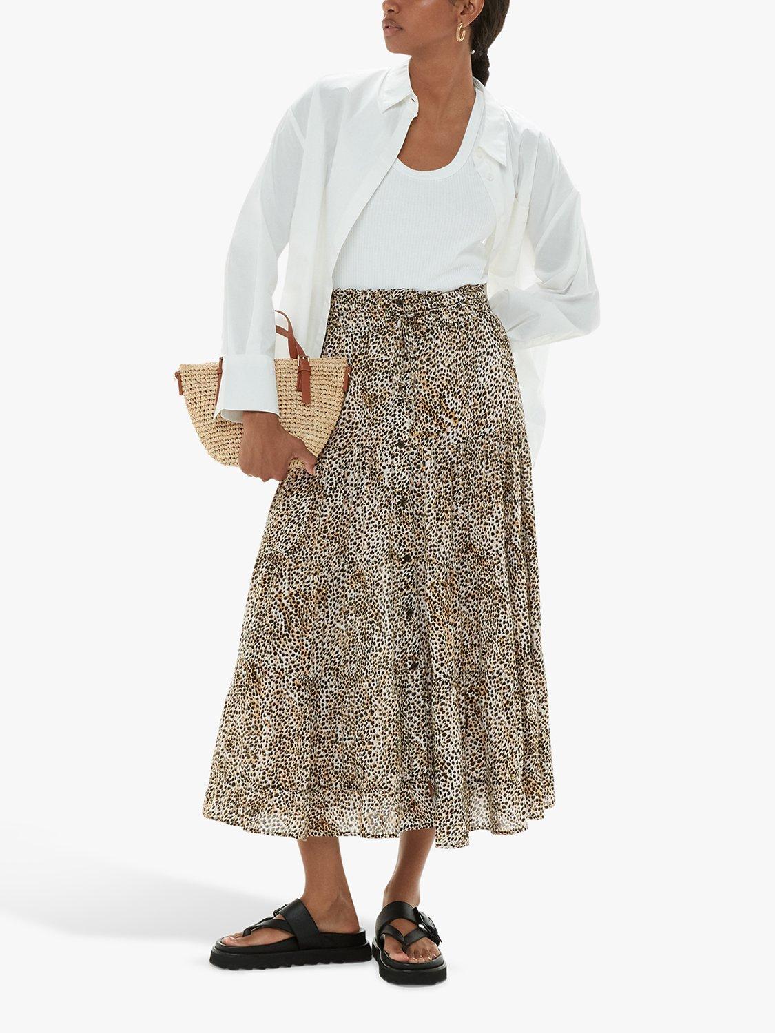 Whistles Ink Spot Crinkle Skirt, Multi