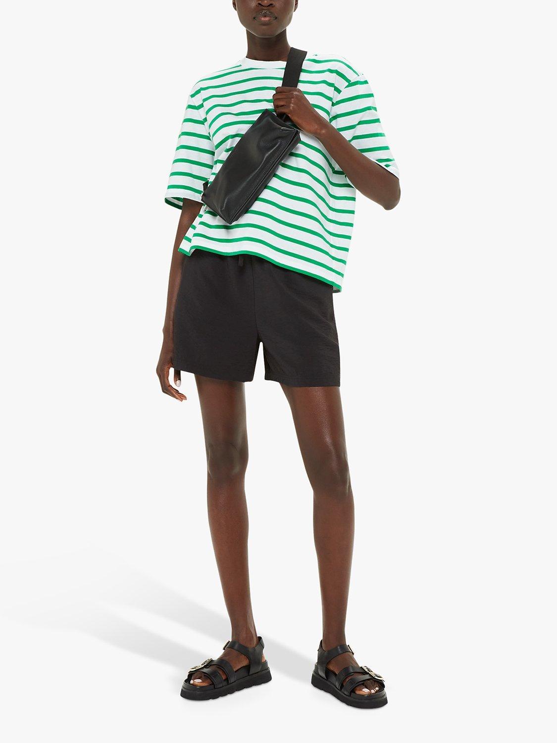 Whistles Stripe Short Sleeve Top, Green/Multi