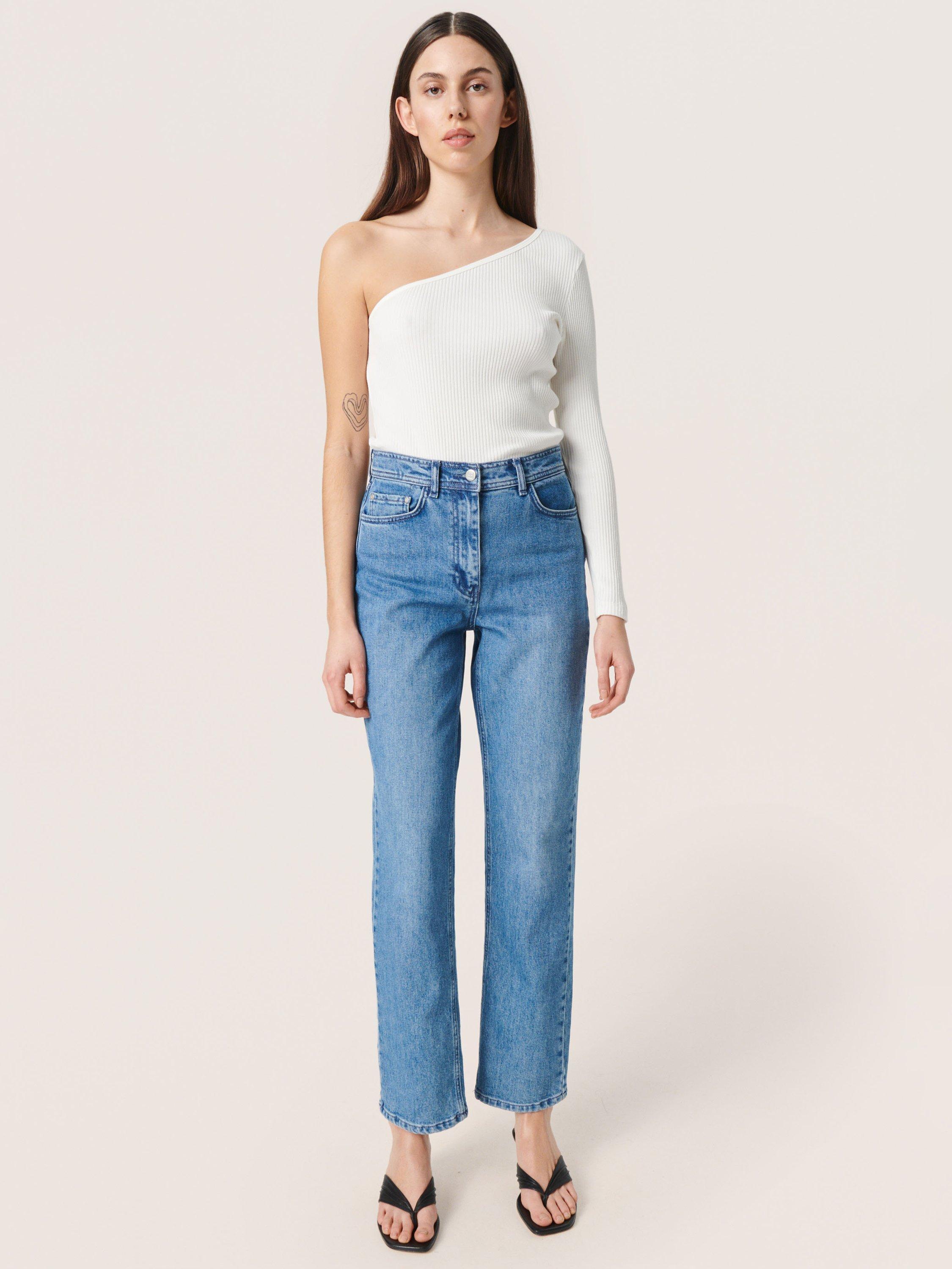 Product image 3 of 7, which shows Soaked In Luxury Margot Mid Rise Ankle Grazer Jeans, Classic Blue, XL