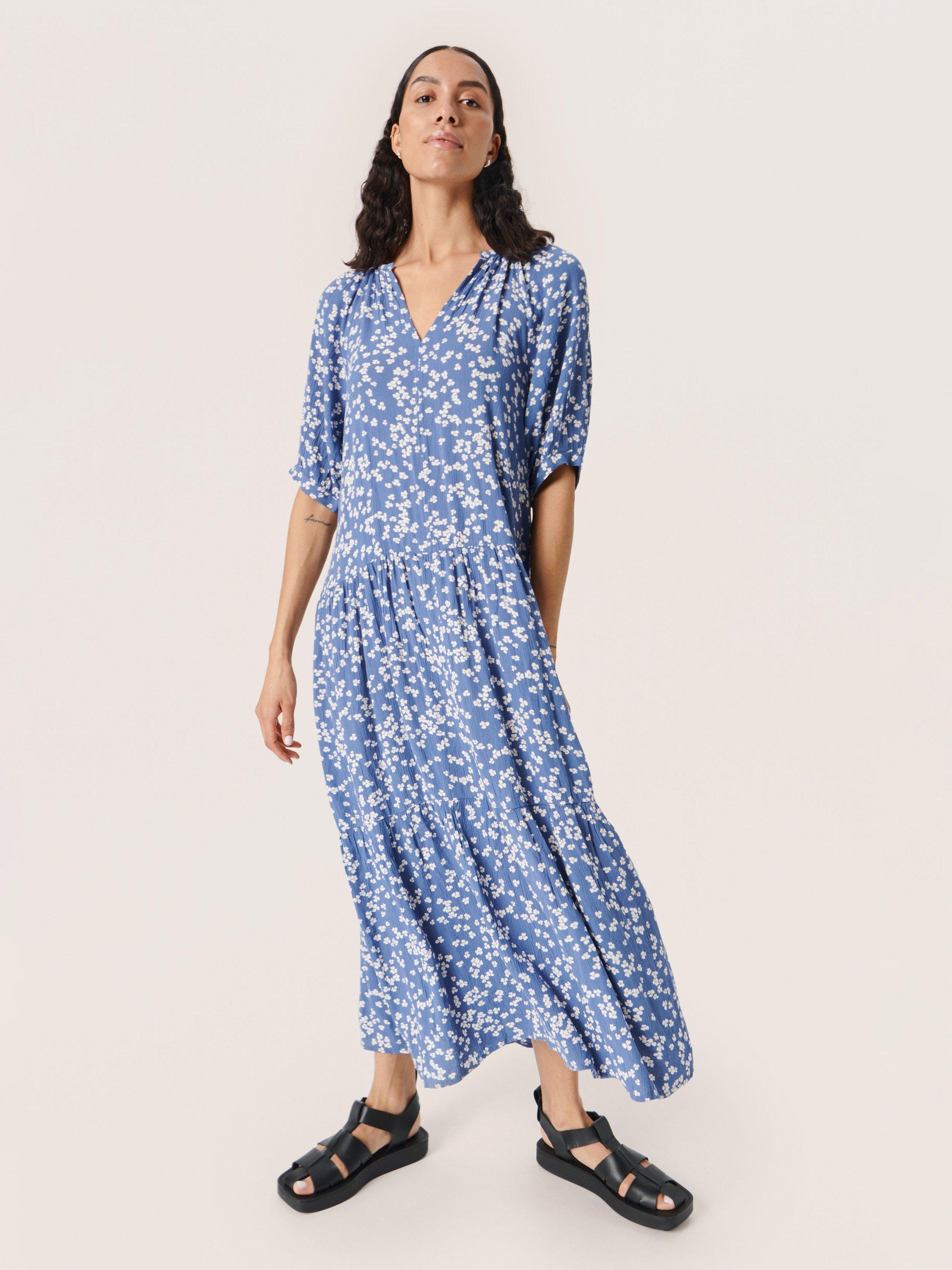 Soaked In Luxury Zaya Flowy Maxi Dress Coastal Fjord