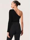 Soaked In Luxury Simone Ribbed Asymmetric Long Sleeve Top, Black