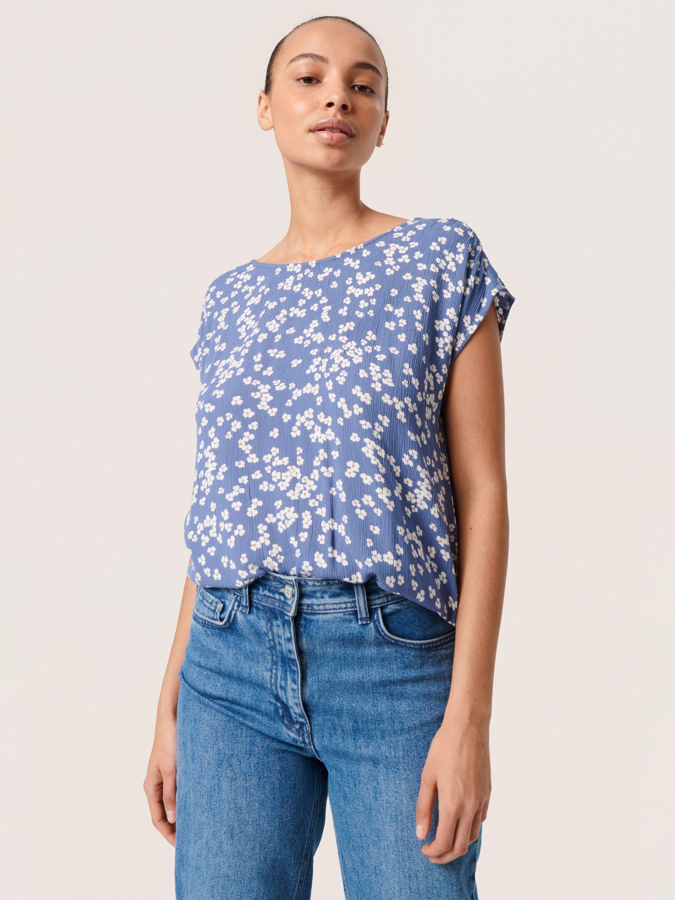 Soaked In Luxury Zaya Floral Batwing Top, Coastal Fjord