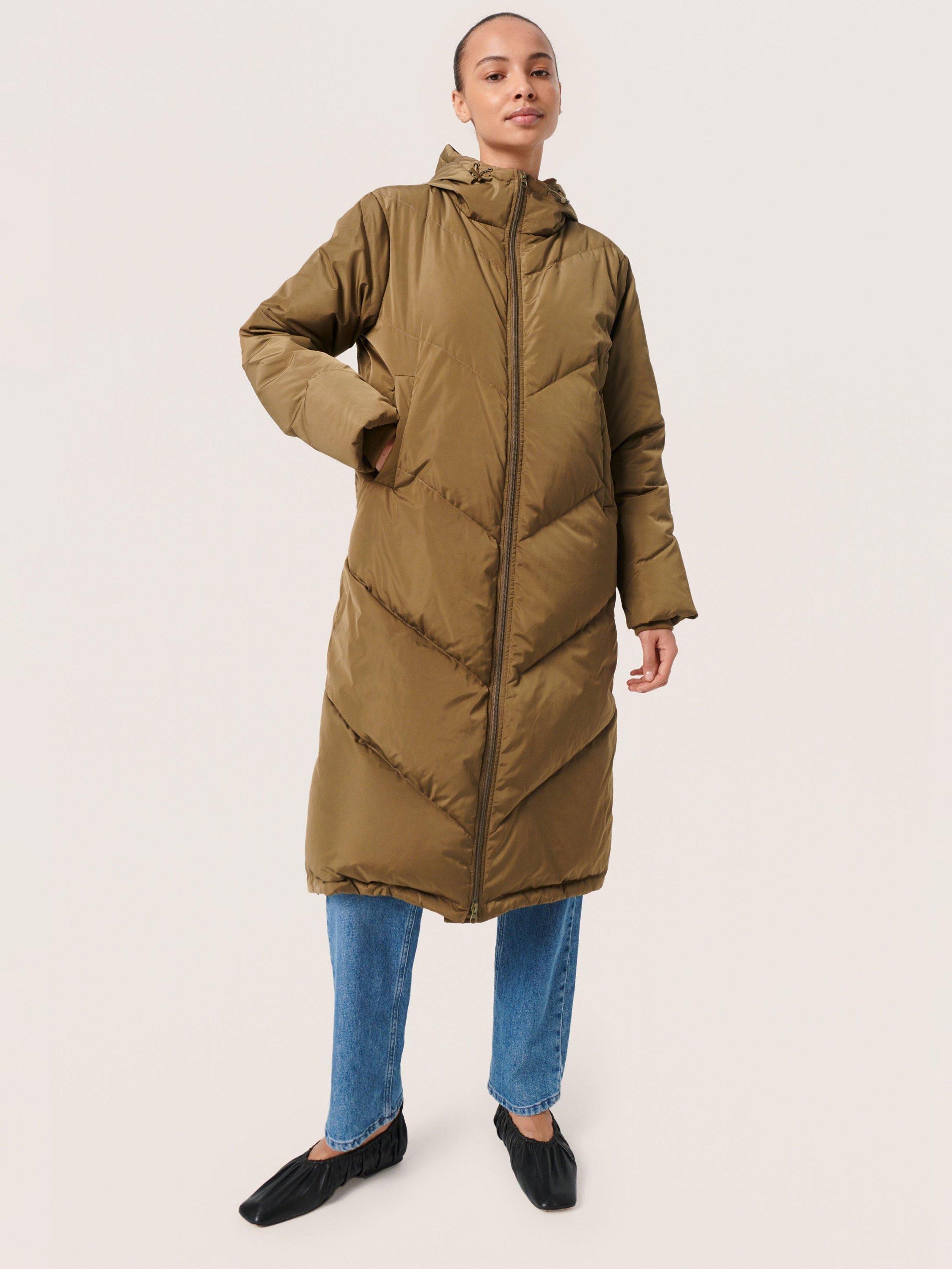 Product image 1 of 6, which shows Soaked In Luxury Mylo Puffer Longline Coat, Capers, S