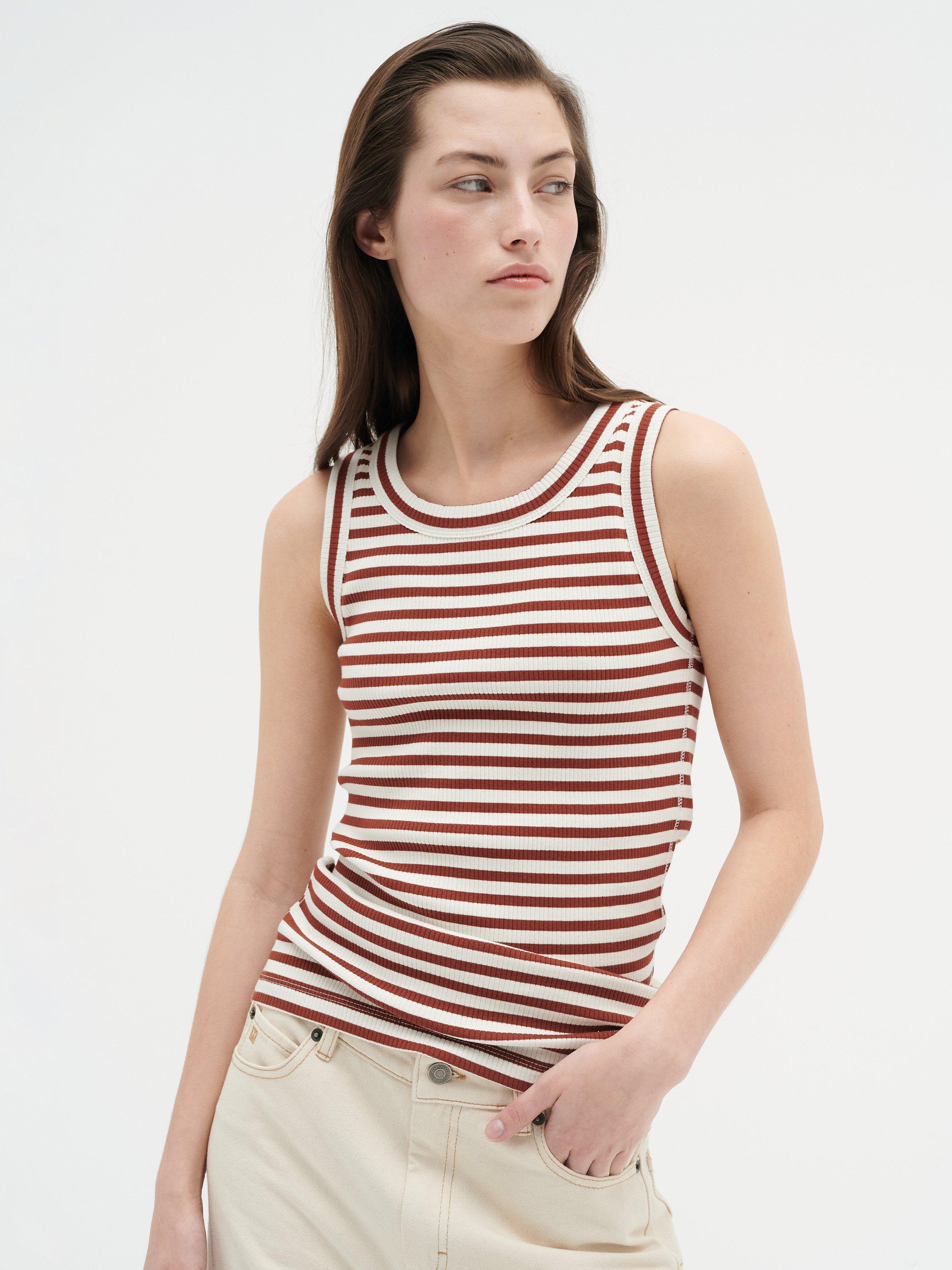 InWear Dagna Stripe Tank Top, Cherry Mahogany