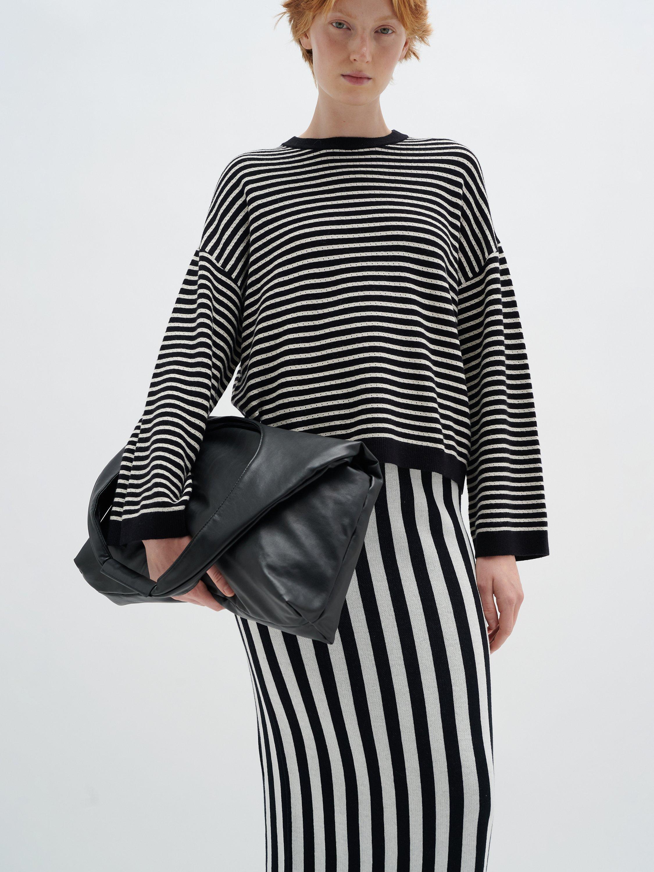 InWear Ina Stripe Cashmere Blend Jumper, Black/White