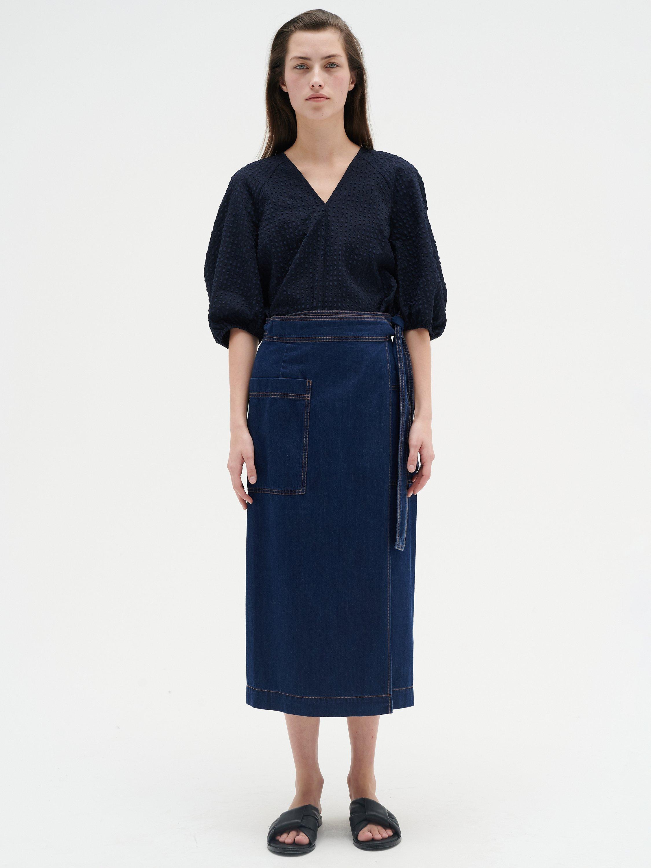 InWear Edena Textured Puff Sleeve Blouse, Marine Blue