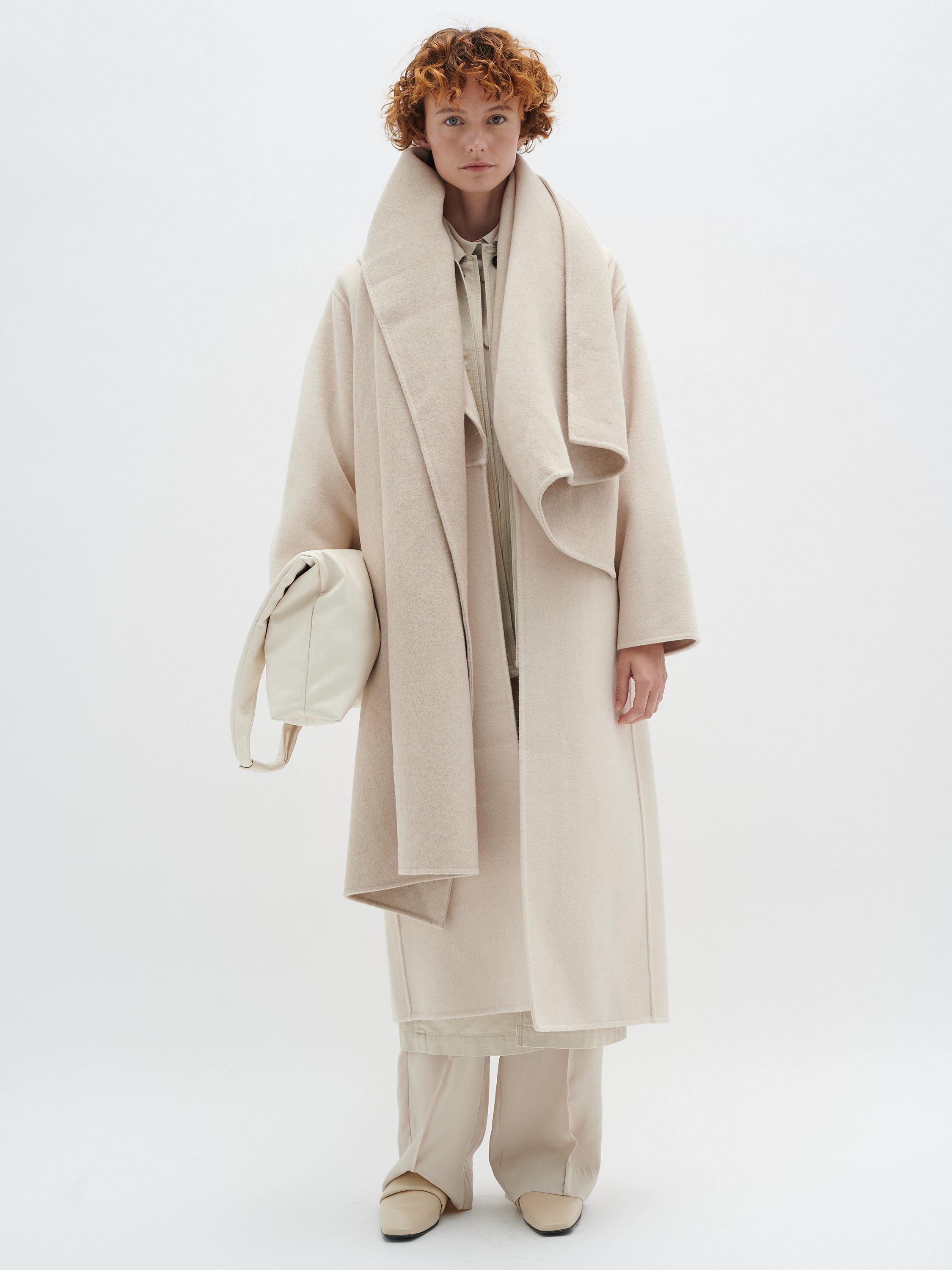 InWear Milla Shawl Collar Longline Coat, Cream