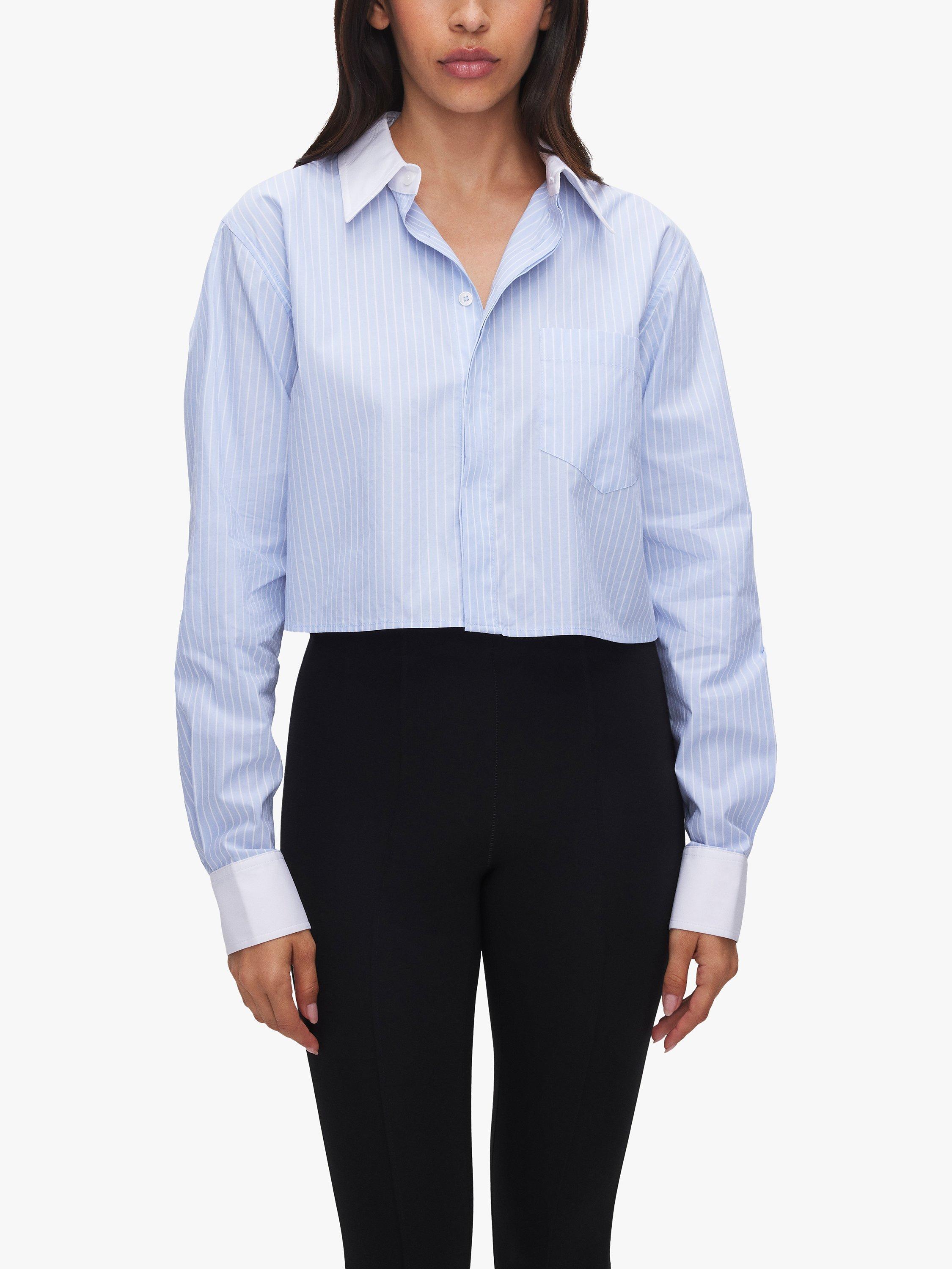 Good American Yarn Pop Crop Shirt, Good Stripe