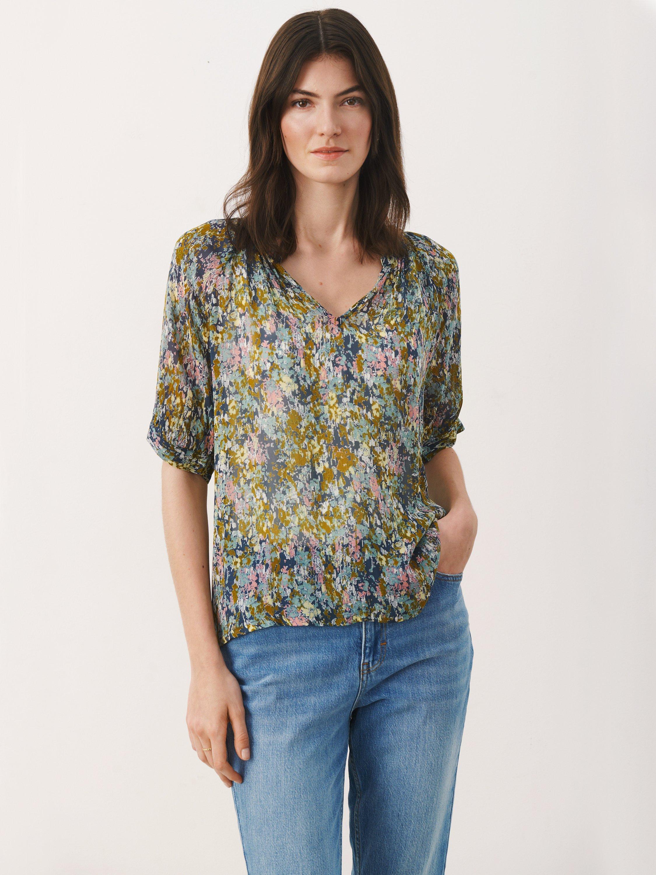 Part Two Popsy Loose Fit Floral Blouse, Green/Multi