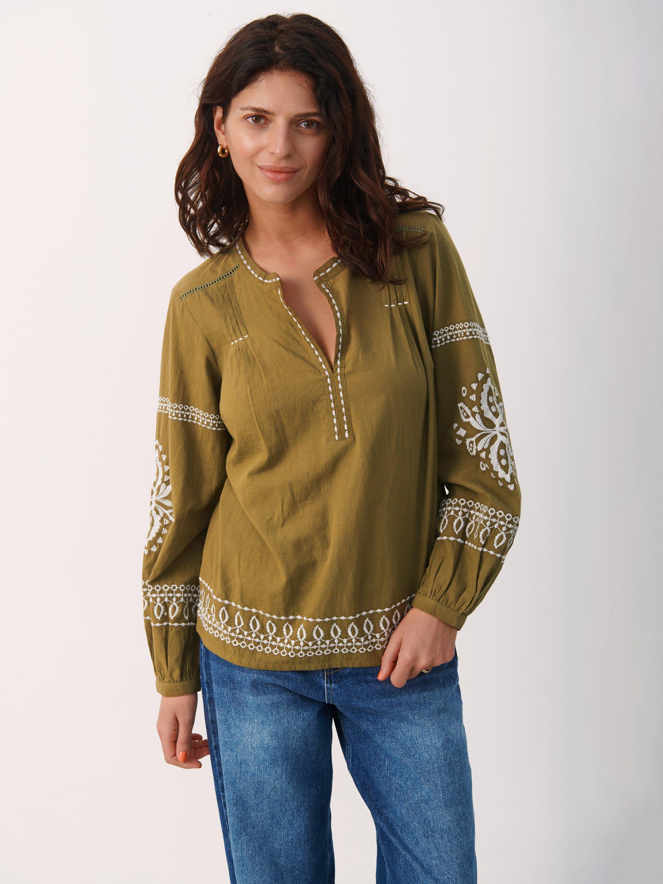 Part Two Beathe Embroidered Top, Capers 