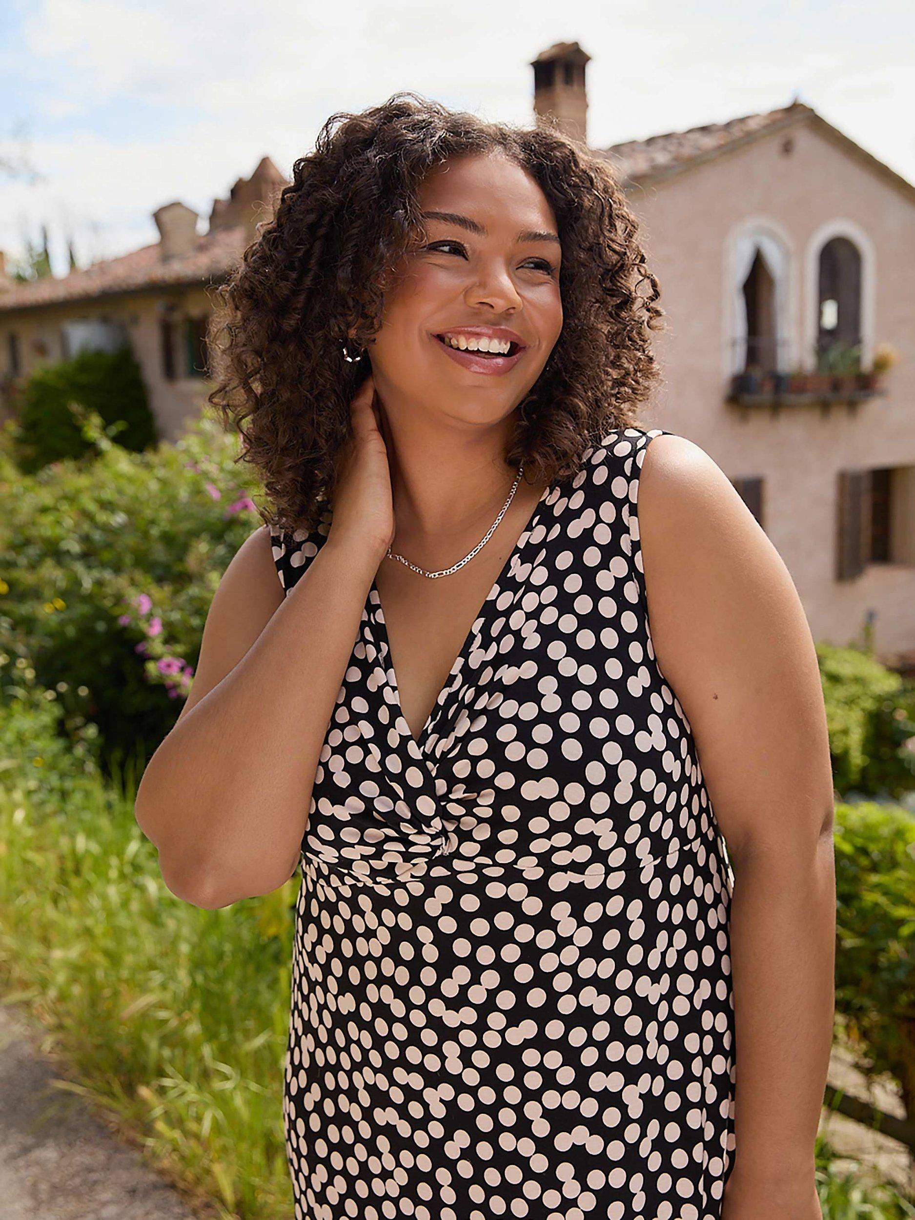 Live Unlimited Curve Spot Print Jersey Maxi Dress, Black/White