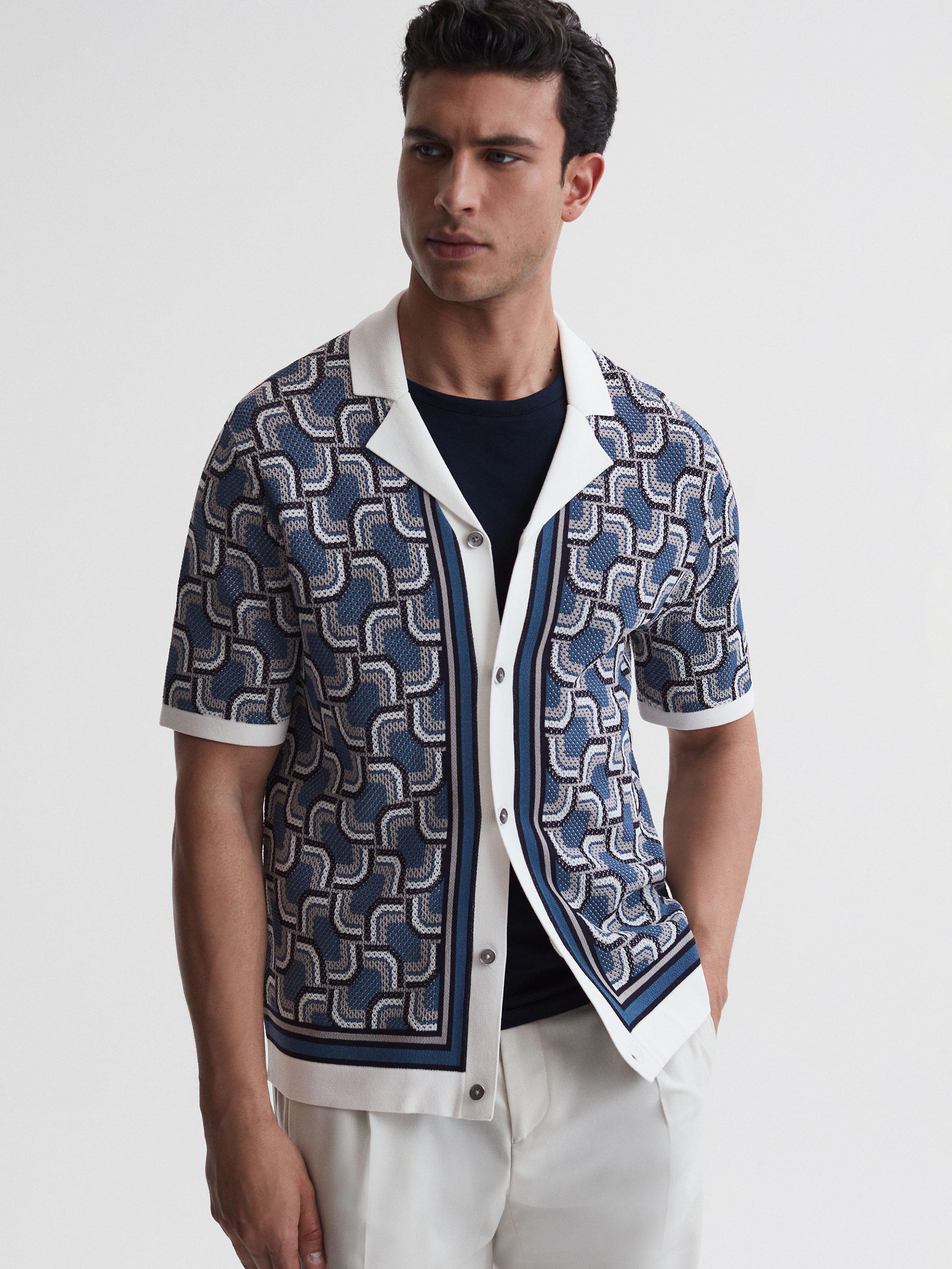 Reiss Lotus Knitted Cuban Collar Shirt
