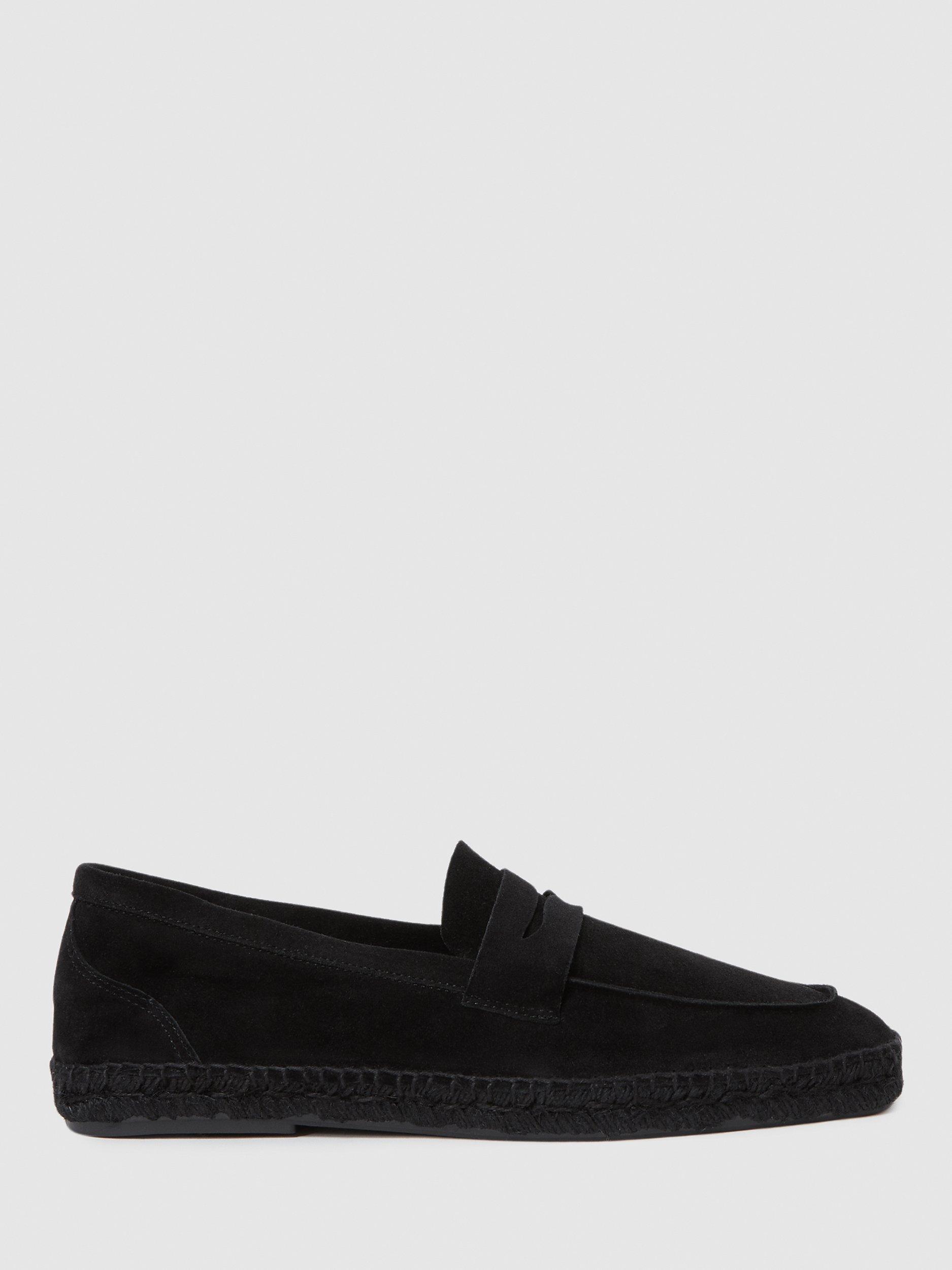 Reiss Suede Leather Espadrilles, Black