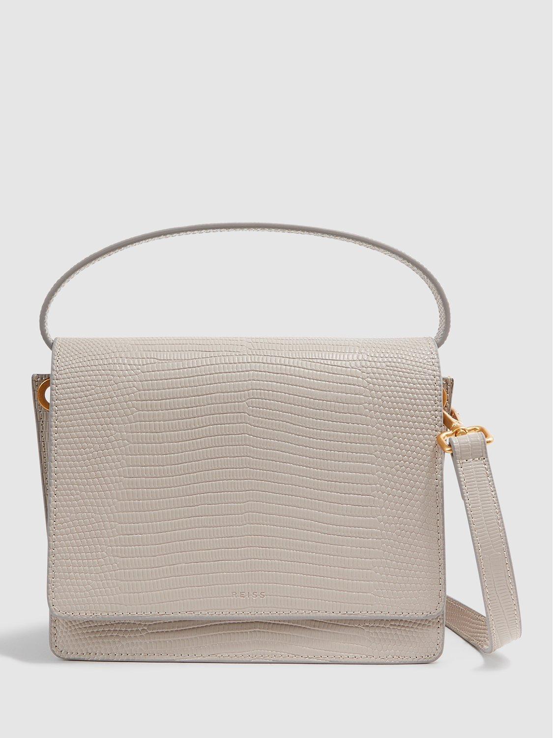 Reiss Windsor Leather Cross Body Bag, Grey