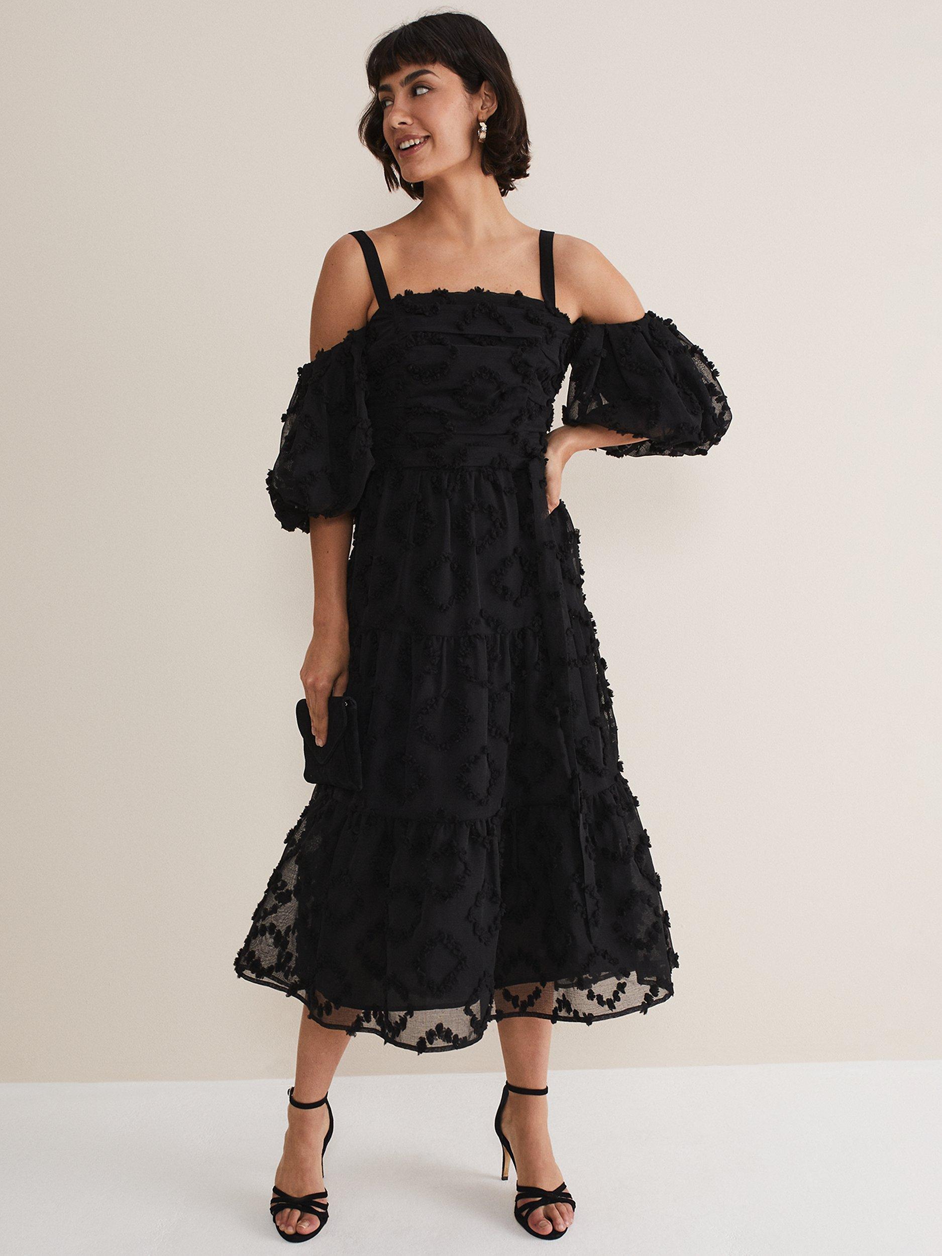 Phase Eight Margarita Off Shoulder Midi Dress, Black