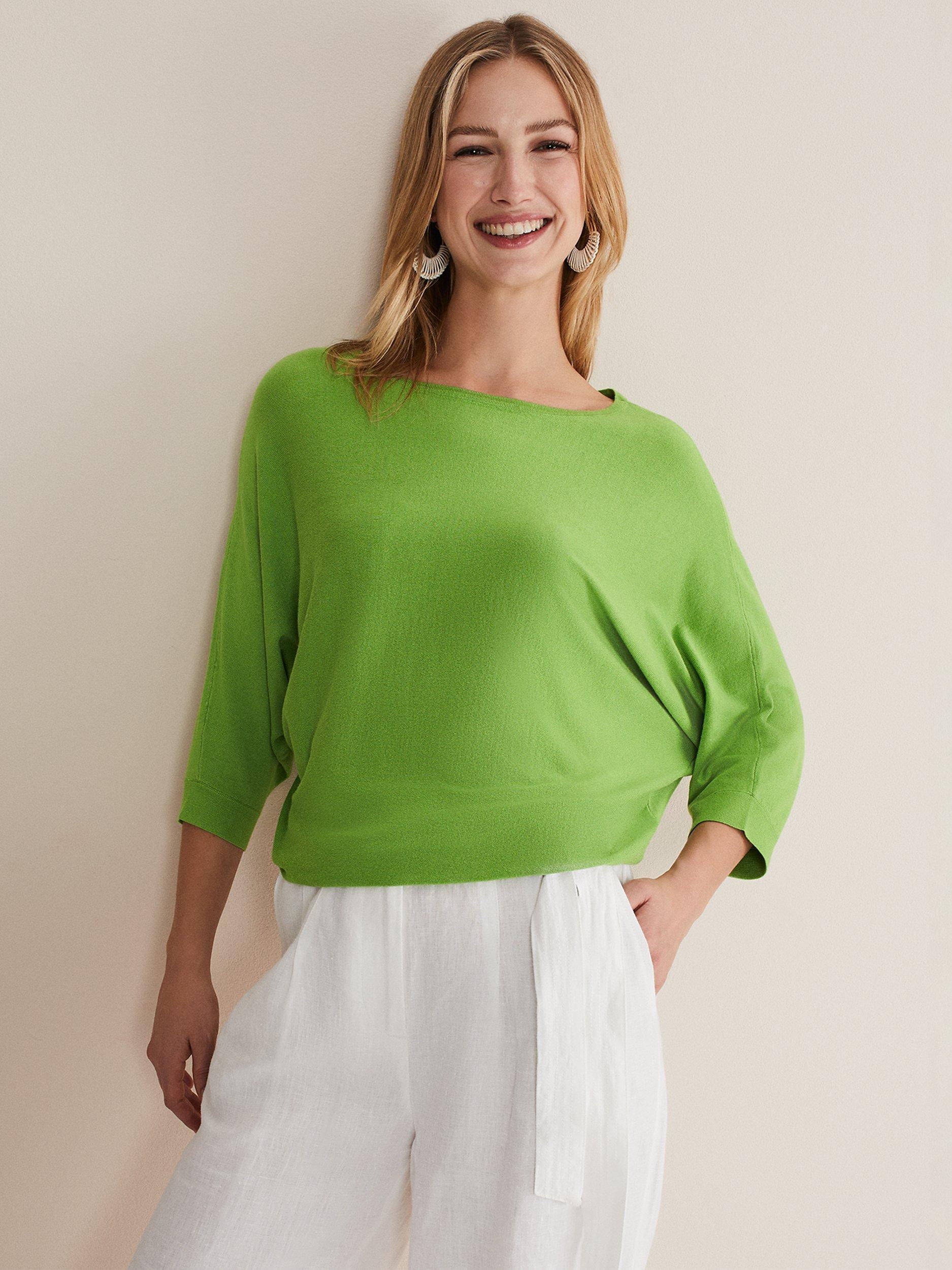 Phase Eight Cristine Batwing Fine Knit Jumper, Lime
