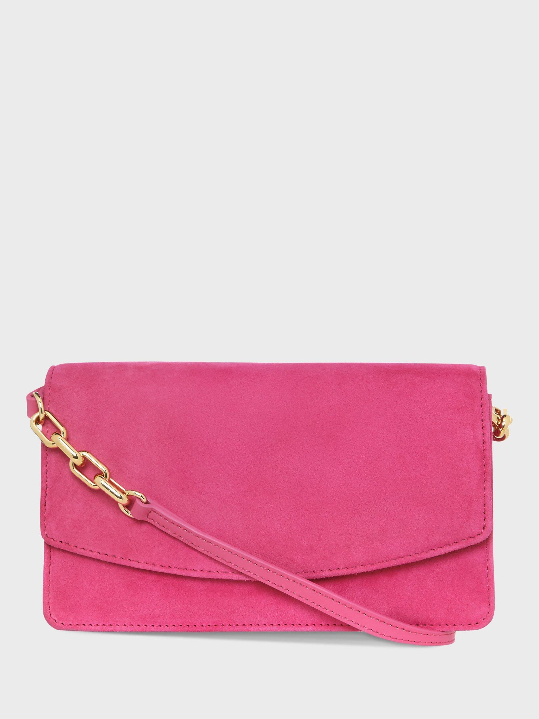 Hobbs Kensington Suede Clutch Bag, Party Pink, One Size