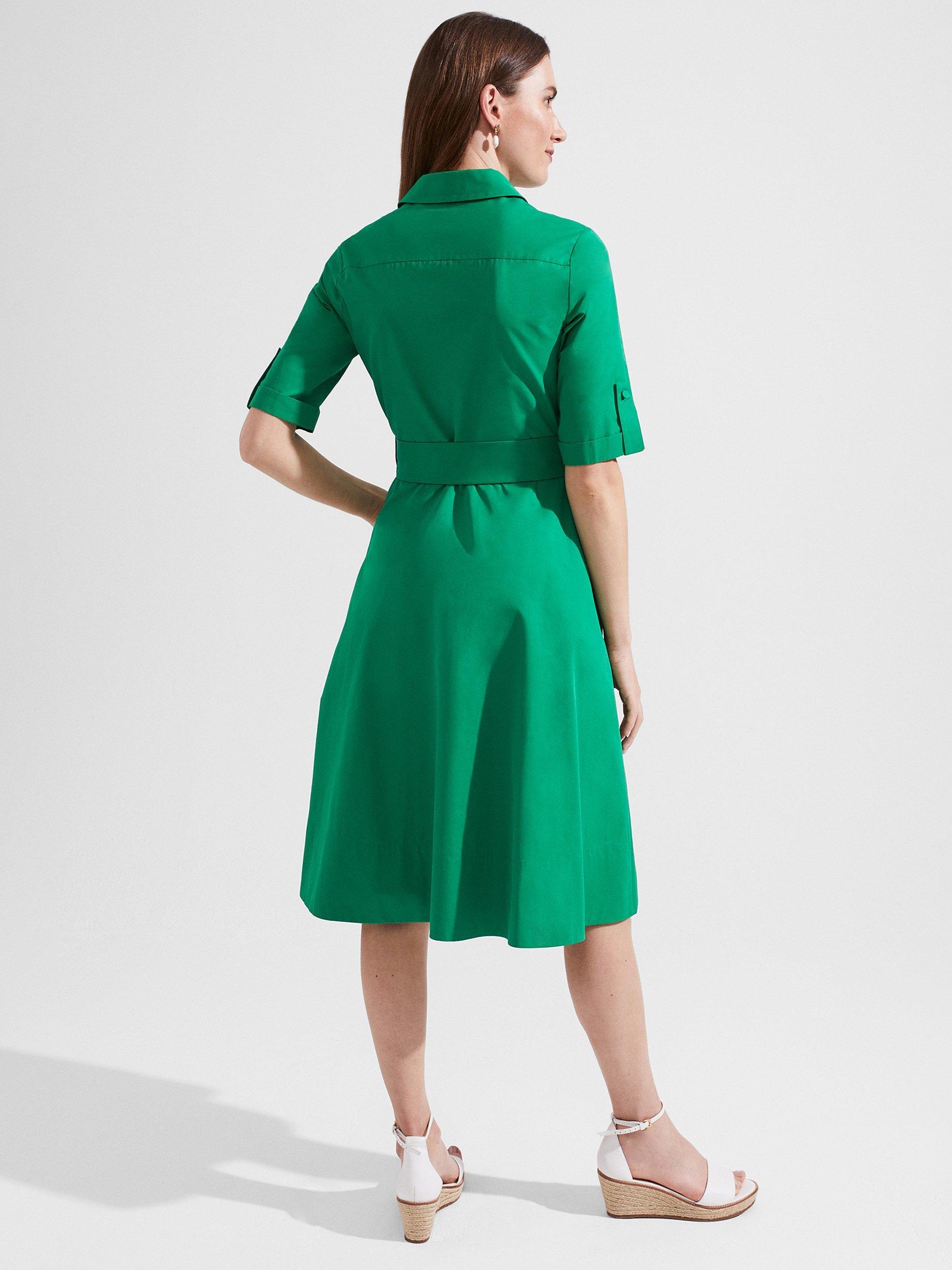 Product image 4 of 6, which shows Hobbs Tyra Shirt Dress, Green, 10