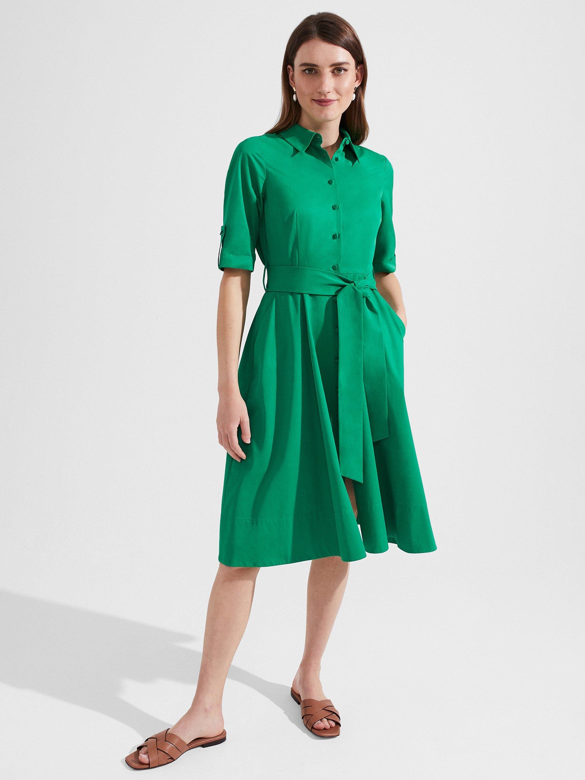 Product image 5 of 6, which shows Hobbs Tyra Shirt Dress, Green, 10