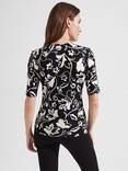 Hobbs Frankie Floral Print Top, Black/Ivory