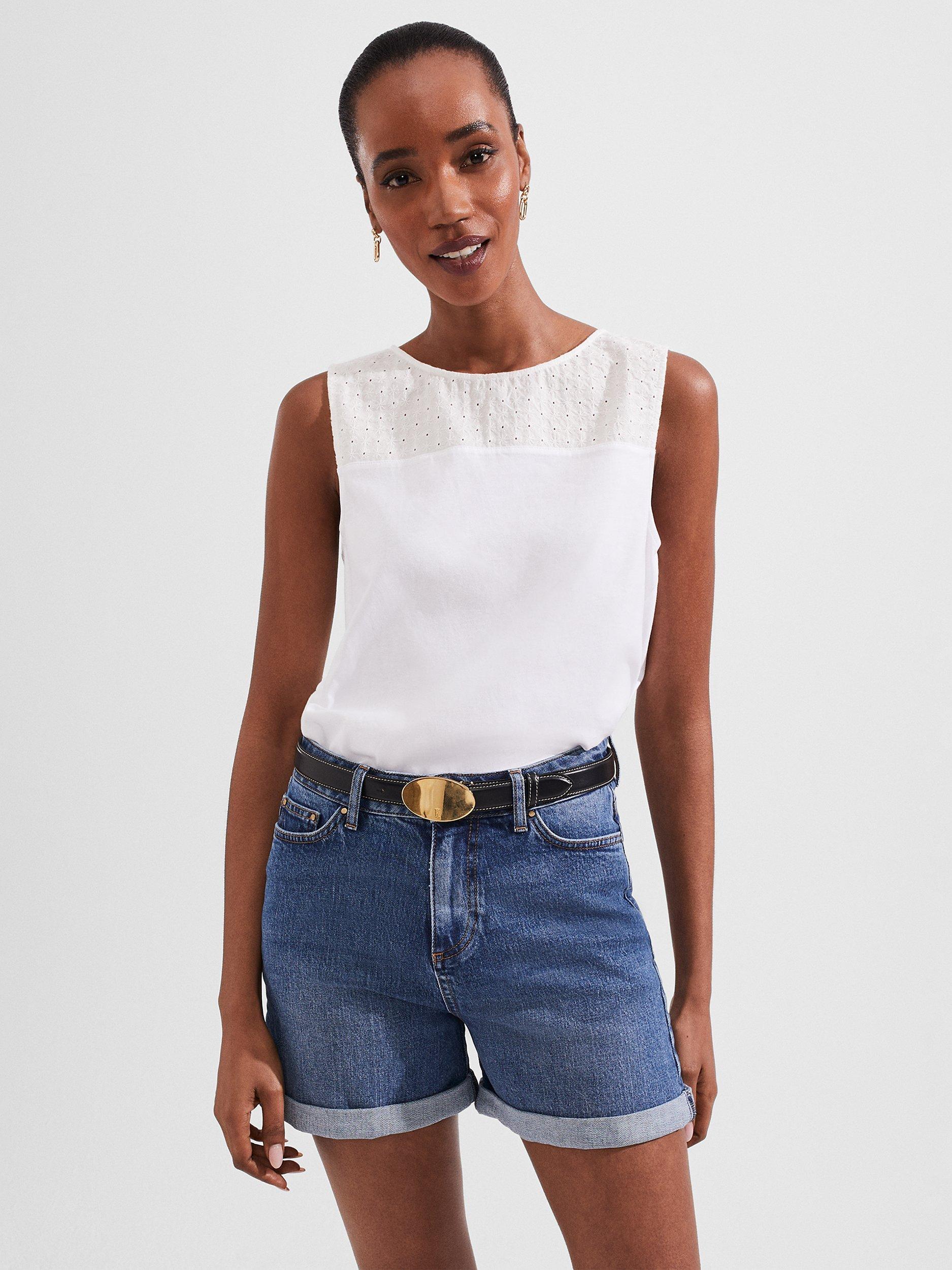 Hobbs Edeline Denim Shorts, Mid Wash