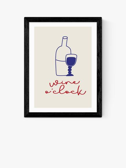 EAST END PRINTS Inoui 'Wine O'Clock' Framed Print, Black Frame