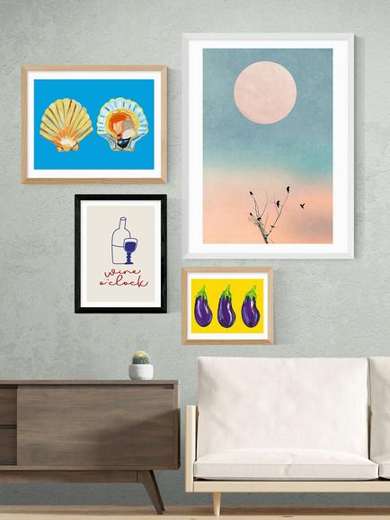 EAST END PRINTS Inoui 'Wine O'Clock' Framed Print - view 2, Black Frame