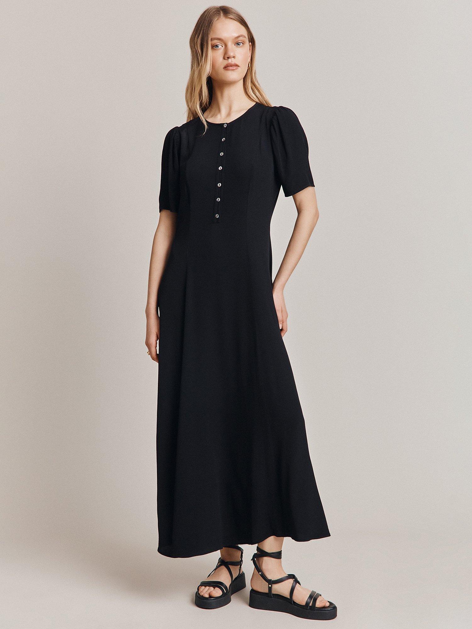 Ghost Celeste Plain Midi Dress, Black