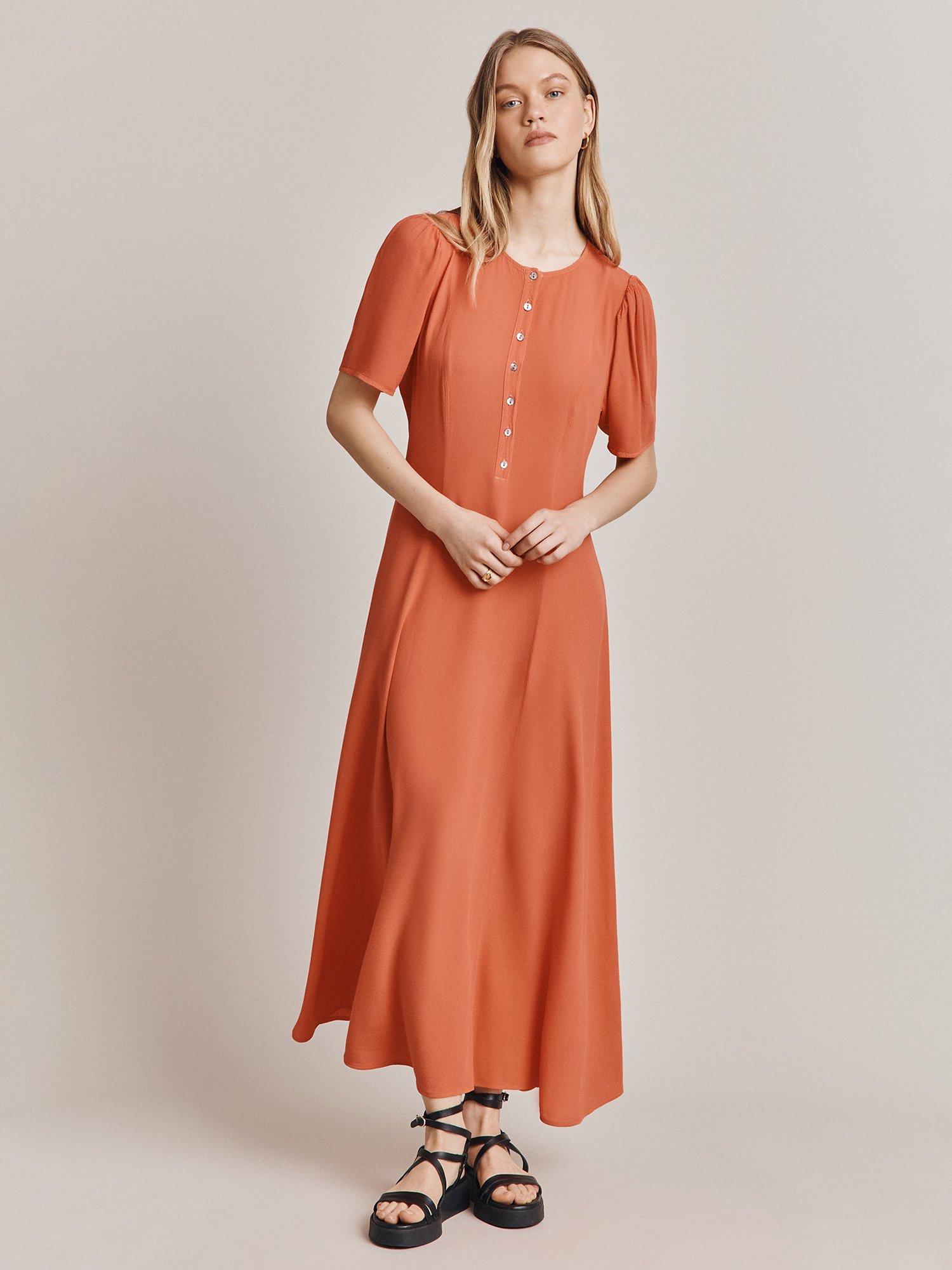 Ghost Celeste Plain Midi Dress, Sunglow