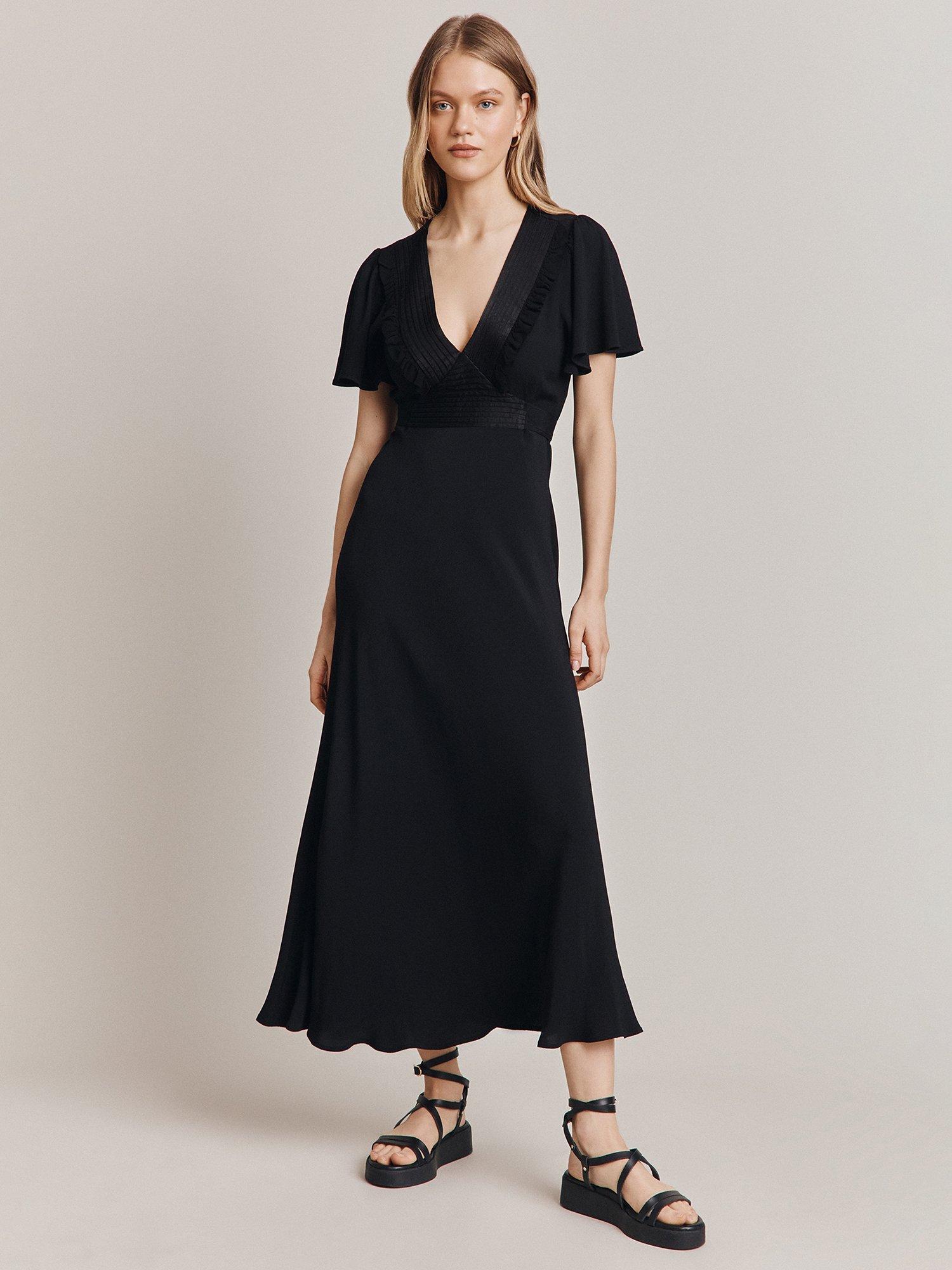 Ghost Daisy Midi Empire Dress, Black