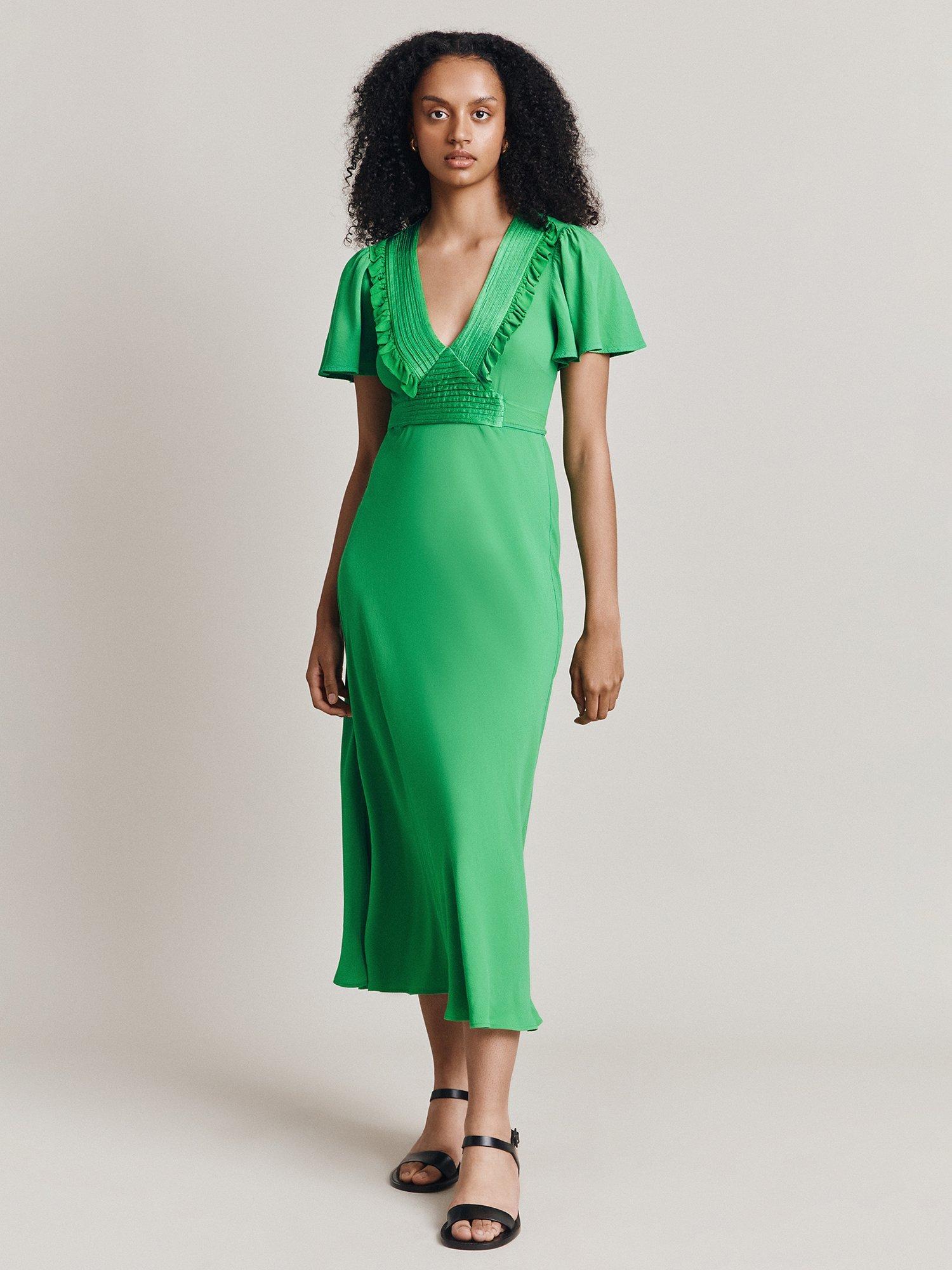 Ghost Daisy Midi Empire Dress, Green