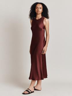 Ghost Steph Satin Midi Dress - view 2, Russet